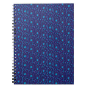 Caderno Espiral Padrão Floral do Paisley Azul abstrato Escuro
