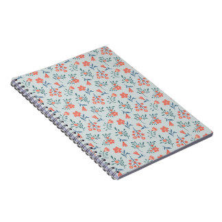 Caderno Espiral Padrão Floral do Prado de Coral