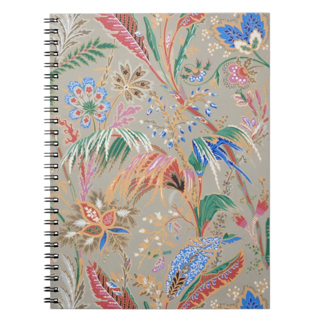 Caderno Espiral Padrão floral e foliato (Frente)