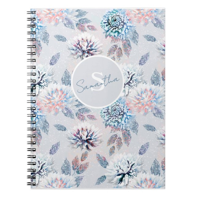 Caderno Espiral Padrão floral elegante. (Frente)