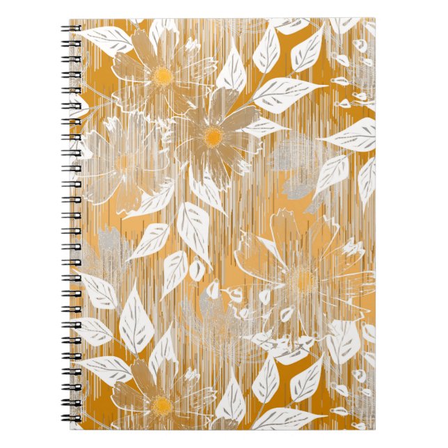 Caderno Espiral Padrão floral elegante. (Frente)