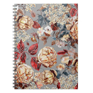 Caderno Espiral Padrão floral, estilo art nouveau