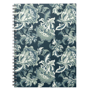 Caderno Espiral Padrão floral, étnico, contínuo, folclórico.