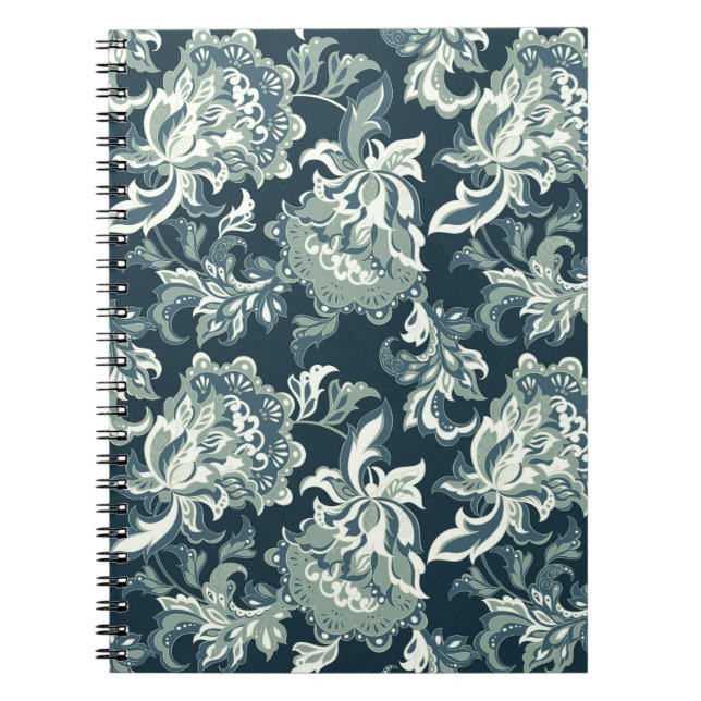 Caderno Espiral Padrão floral, étnico, contínuo, folclórico. (Frente)