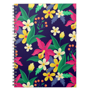 Caderno Espiral Padrão Floral Exótico Colorido-23021