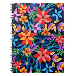 Caderno Espiral Padrão Floral Exótico Colorido-68578