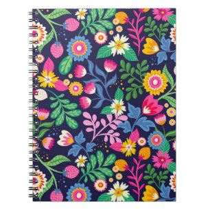 Caderno Espiral Padrão Floral Exótico Pintado À Mão- 48330