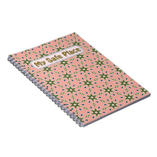 Caderno Espiral “Padrão Floral Geométrico Suave   Cura e Atenção P