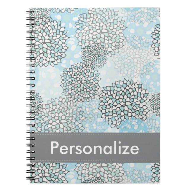 Caderno Espiral Padrão Floral Moderno de Tendy Personalizado (Frente)