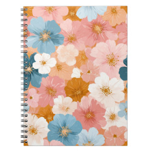 Caderno Espiral Padrão Floral Pastel Bonito