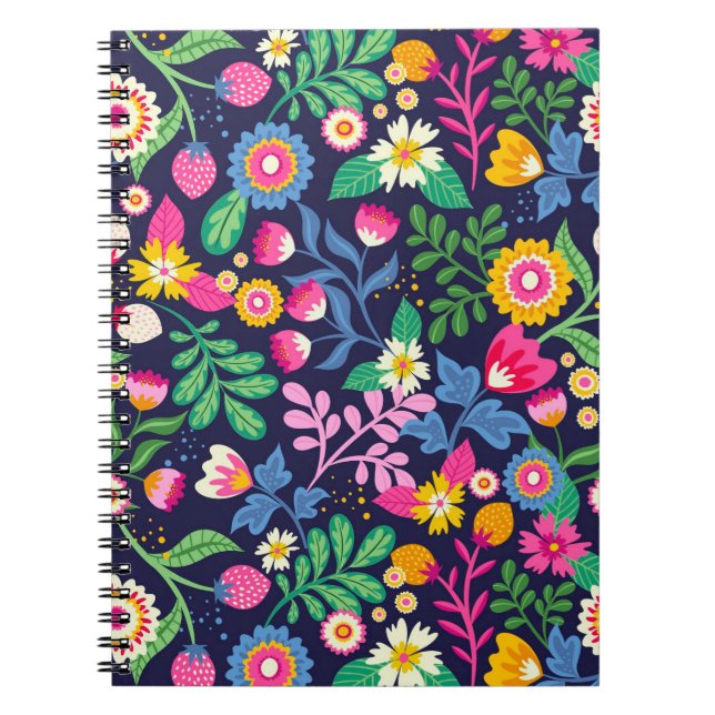 Caderno Espiral Padrão Floral Pintado Exótico-48330 (Frente)