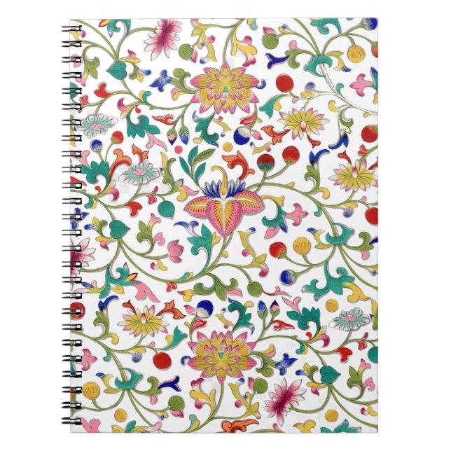 Caderno Espiral Padrão floral romântico sem costura (Frente)