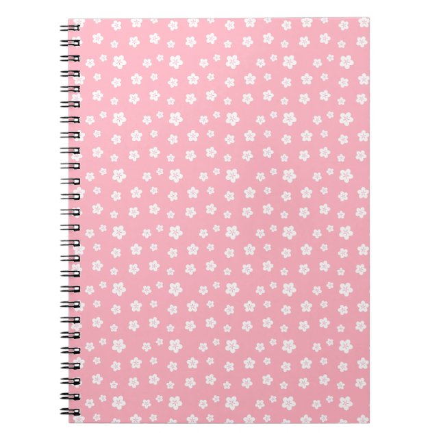 Caderno Espiral Padrão Floral Rosa (Frente)