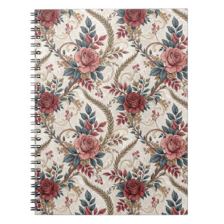 Caderno Espiral Padrão Floral Rosa Francês Vintage e Trabalho de E