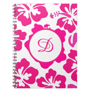Caderno Espiral Padrão Floral Rosa tropical Hawaii Hibiscus