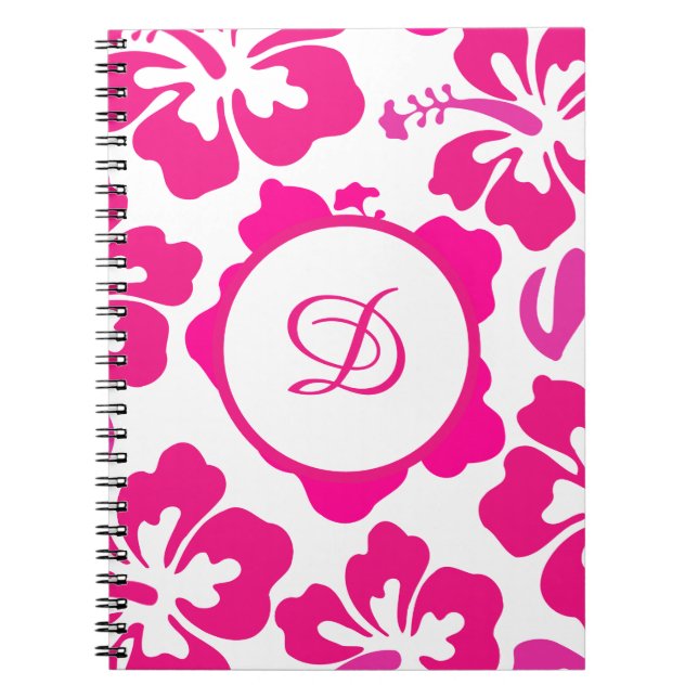 Caderno Espiral Padrão Floral Rosa tropical Hawaii Hibiscus (Frente)
