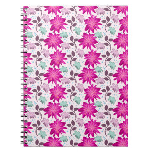 Caderno Espiral Padrão Floral Rosa Vibrante Flores Modernas Ousa
