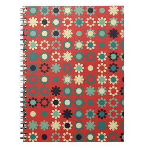 Caderno Espiral Padrão floral sem costura com elementos coloridos,