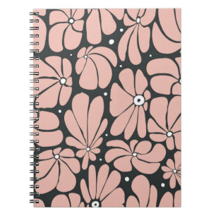Caderno Espiral Padrão floral sem costura com grandes flores esti