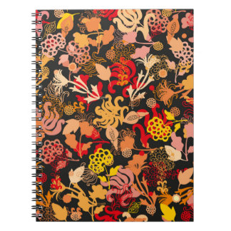 Caderno Espiral Padrão floral sem costura desenhado à mão
