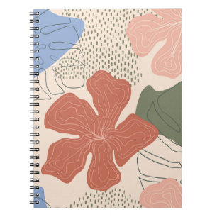 Caderno Espiral Padrão floral sem costura desenhado à mão,colagem