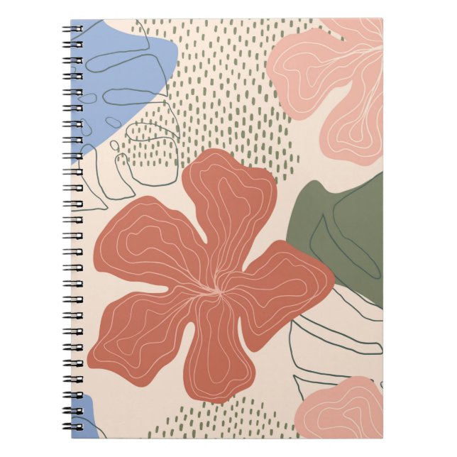 Caderno Espiral Padrão floral sem costura desenhado à mão,colagem  (Frente)