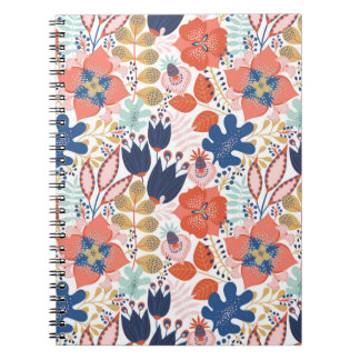 Caderno Espiral Padrão floral sem costura em branco. Abstrato back
