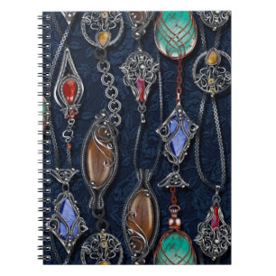 Caderno Espiral Padrão floral sem soldadura, fundo no art nouveau
