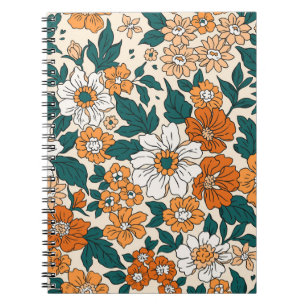 Caderno Espiral Padrão floral uniforme de vindima. estilo de liber
