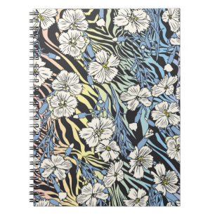 Caderno Espiral Padrão floral Vintage sem costura. Campo de flore