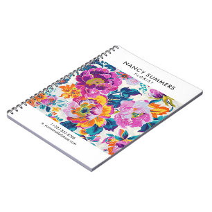 Caderno Espiral Padrão Florido Colorido