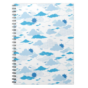 Caderno Espiral Padrão Fluffy Cloud Sunny White Sky