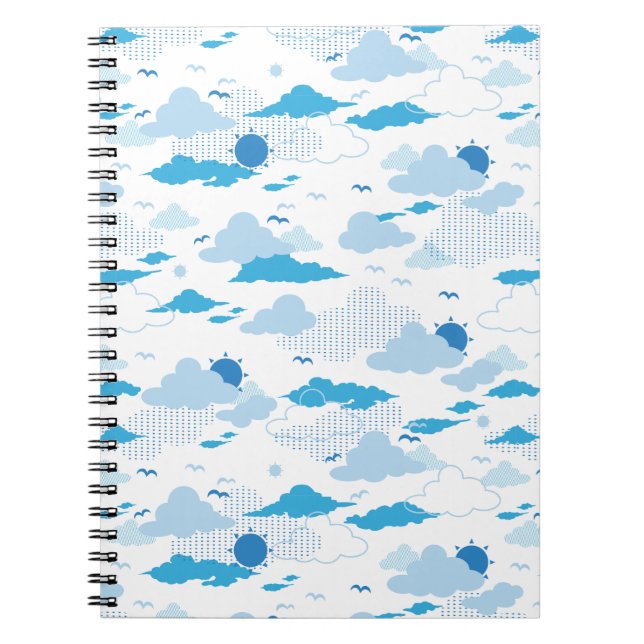 Caderno Espiral Padrão Fluffy Cloud Sunny White Sky (Frente)