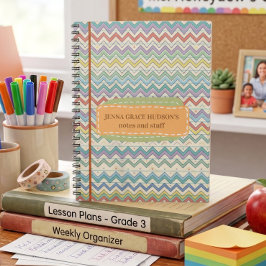 Caderno Espiral Padrão Fofo de Volta à Escola com Estilo Retrô