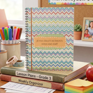 Caderno Espiral Padrão Fofo de Volta à Escola com Estilo Retrô