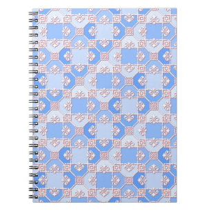 Caderno Espiral Padrão Fofo em Tons de Azul