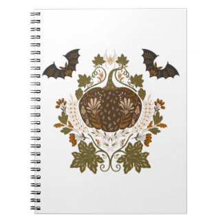 Caderno Espiral Padrão Folclórico de Abóbora de Vinha