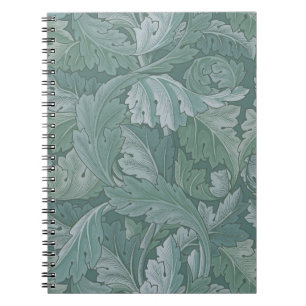 Caderno Espiral Padrão Folha de Acanto Azul Teal de William Morris