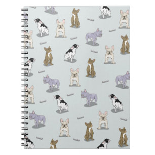 Caderno Espiral Padrão francês do buldogue