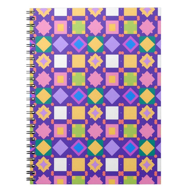 Caderno Espiral Padrão Geométrico Abstrato (Frente)