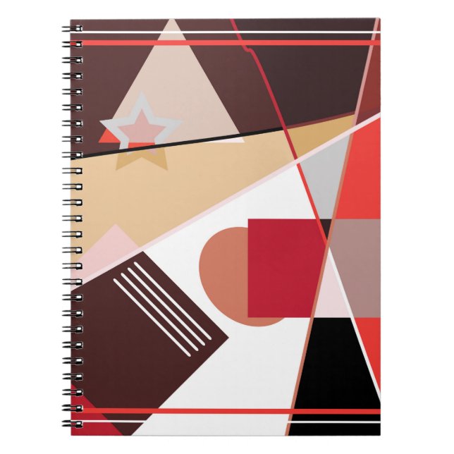 Caderno Espiral Padrão geométrico abstrato, cachecol de seda desig (Frente)