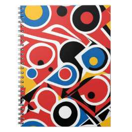 Caderno Espiral Padrão Geométrico Abstrato Ousado de Arte Pop