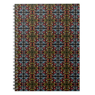 Caderno Espiral Padrão Geométrico Alienígena Multicolorido Tech