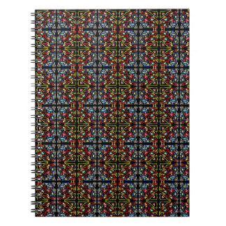 Caderno Espiral Padrão Geométrico Alienígena Multicolorido Tech