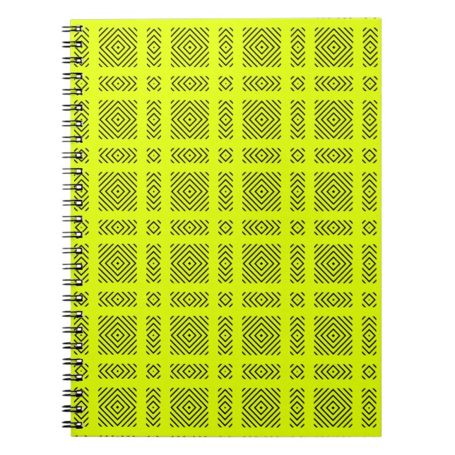 Caderno Espiral Padrão geométrico amarelo-limão (Frente)
