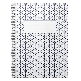 Caderno Espiral Padrão Geométrico Azul Marinho em Branco