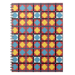 Caderno Espiral Padrão Geométrico Colorido com Formas Abstratas