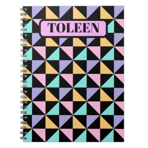 Caderno Espiral Padrão Geométrico Colorido Personalizado