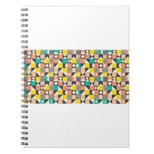Caderno Espiral padrão geométrico colorido sem costura