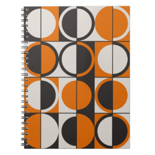 Caderno Espiral Padrão geométrico de abstrato do século médio com